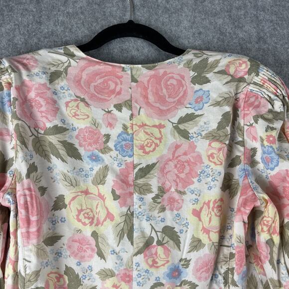 Vintage Mondi Blazer Jacket Womens 40 Floral Linen Blend Crop Boho Cottage 80s - Picture 11 of 16